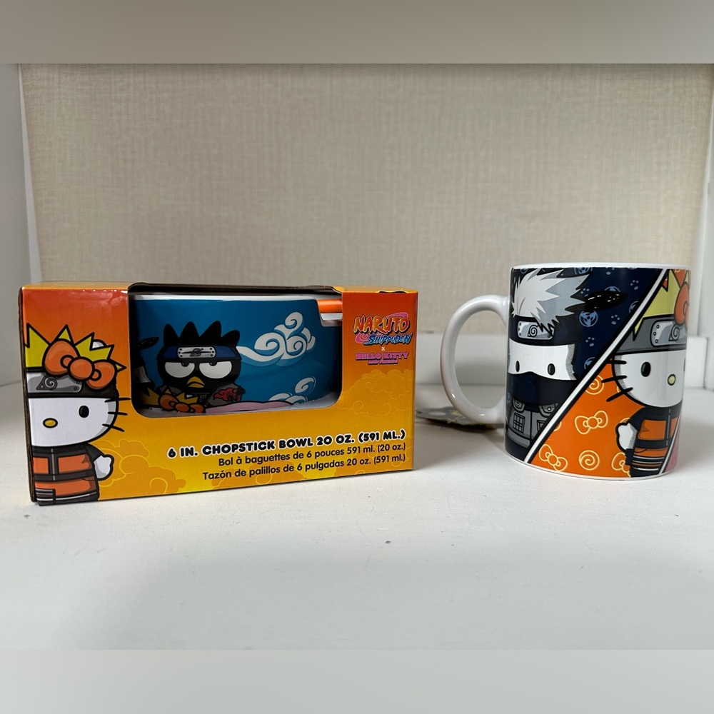 Hello Kitty And Friends Naruto Shippuden 6in 20oz Chopstick Bowl And Coffee Mug